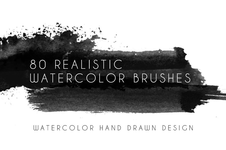 80个高分辨率逼真的水彩笔 80 realistic watercolor brushes（3122）