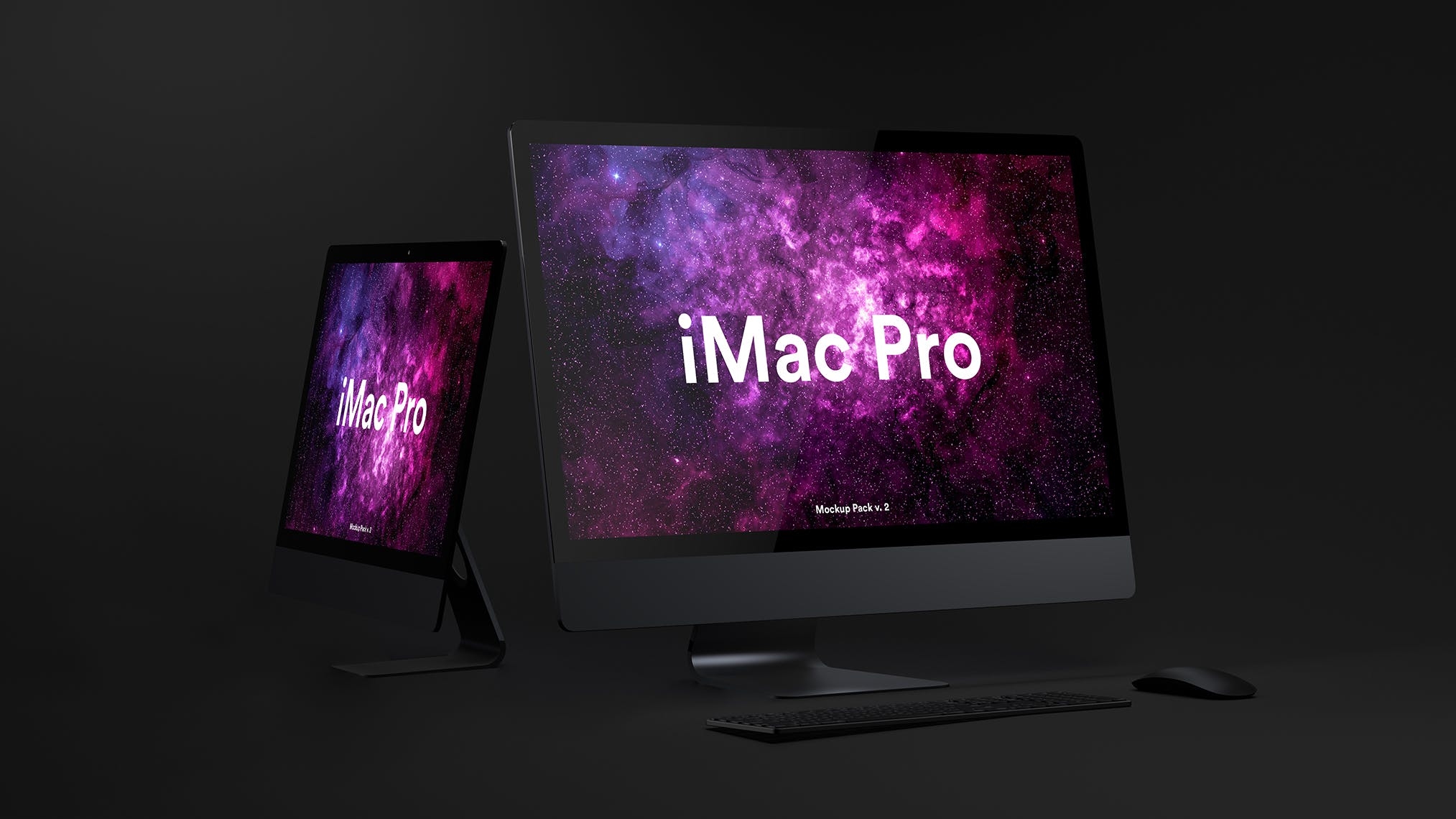 酷黑背景iMac Pro一体机电脑样机模板 Dark iMac Pro Mockup（1620）图层云14