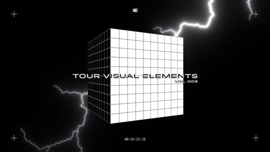 EZCO 200多个复古美学4K黑白科幻几何抽象灵感运动元素纹理循环电影音乐MV视频素材包 TOUR VISUAL ELEMENTS（6888）图层云5