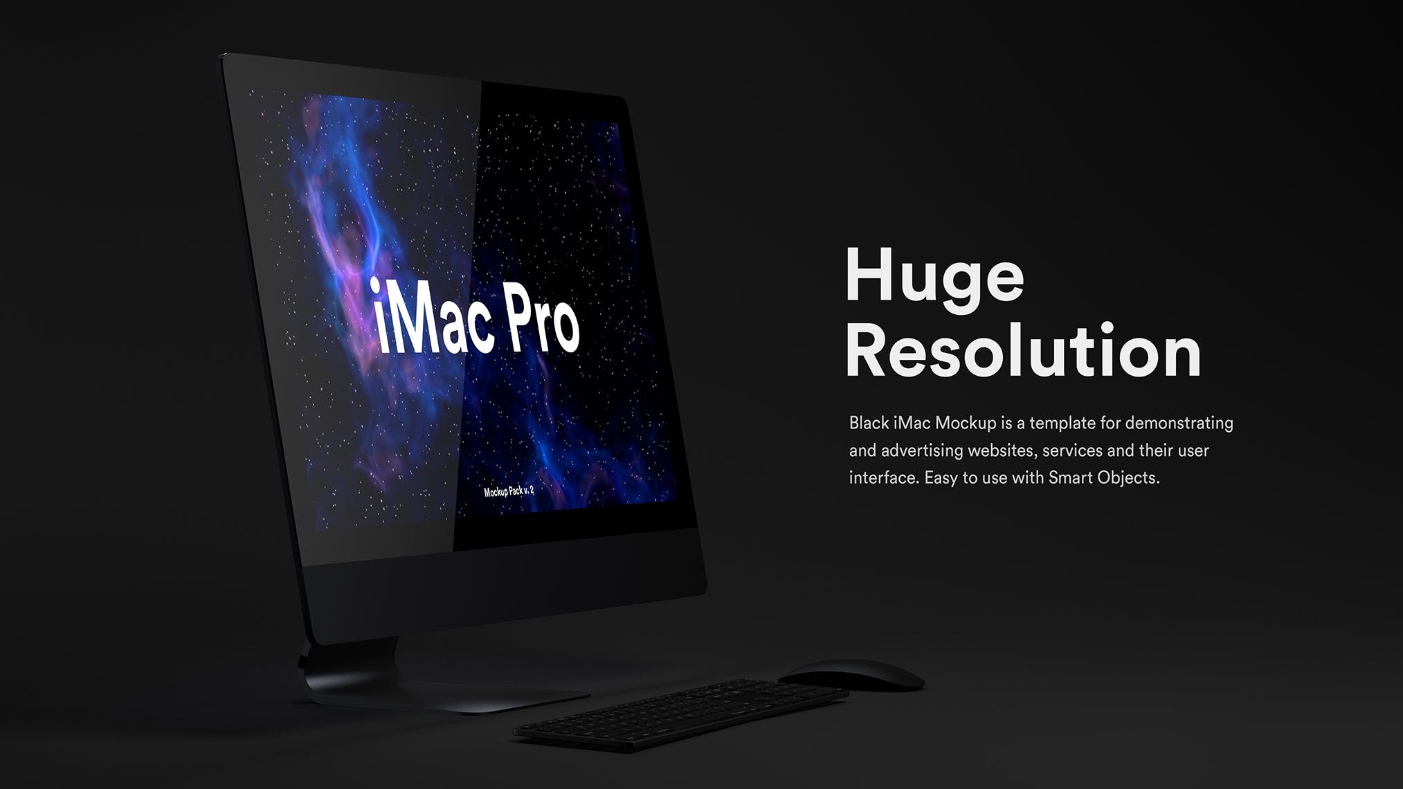 酷黑背景iMac Pro一体机电脑样机模板 Dark iMac Pro Mockup（1620）图层云8
