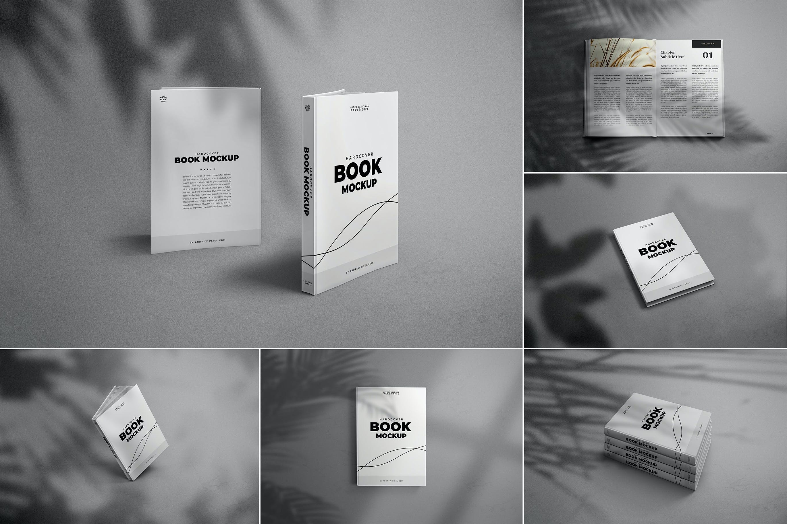 现代A5精装书籍封面设计模板合集 A5 Modern and Minimal Hardcover Book Mockups（3128）