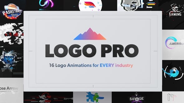 AE模板-16组运动元素毛刺动画粒子背景创意Logo动画 Logo Pro Logo Animation Pack（3261）