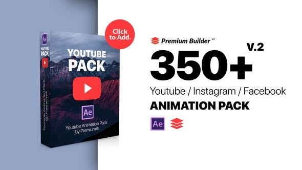 AE插件：Youtube Pack 350+油管频道视频制作订阅商业关注视频展示包装（3139）