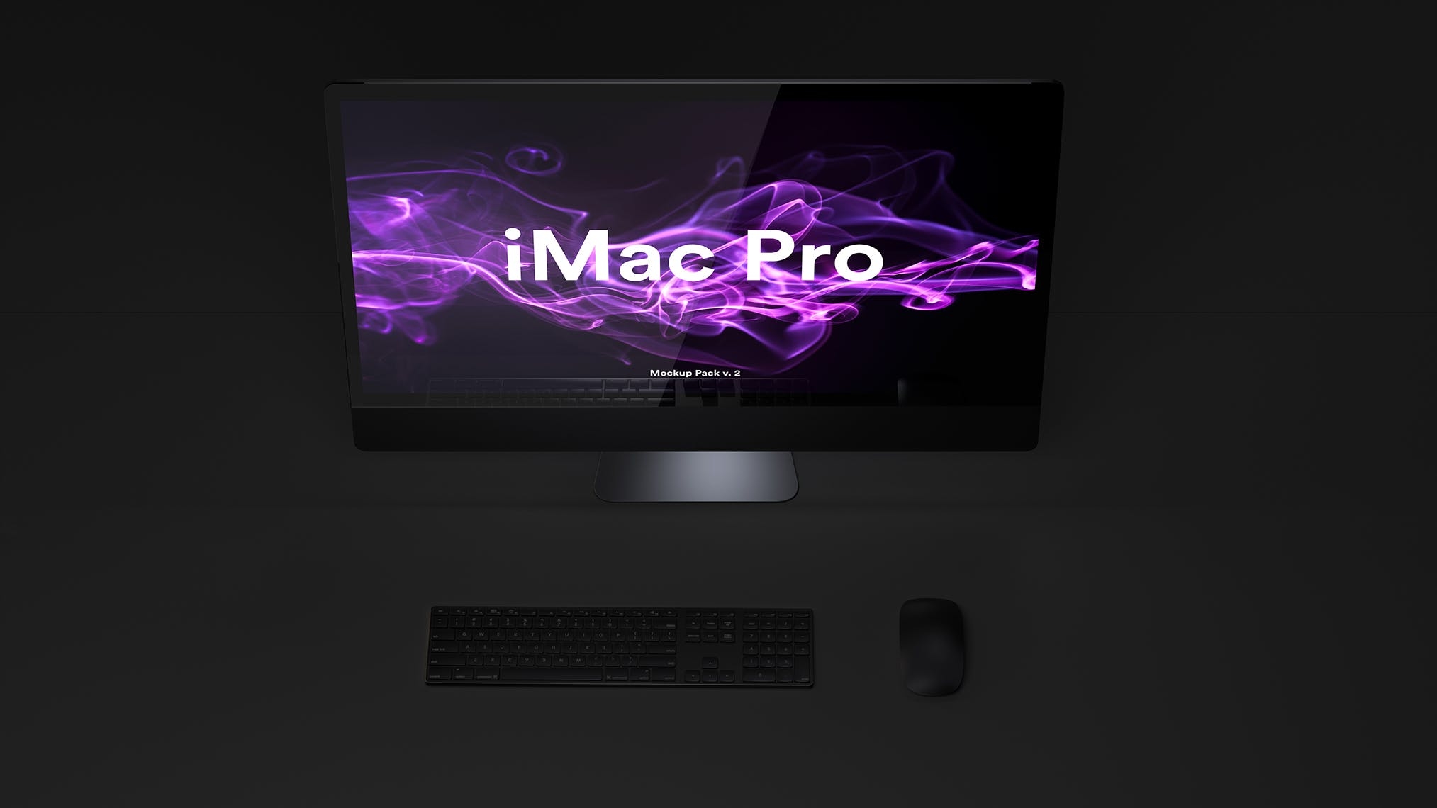 酷黑背景iMac Pro一体机电脑样机模板 Dark iMac Pro Mockup（1620）图层云3