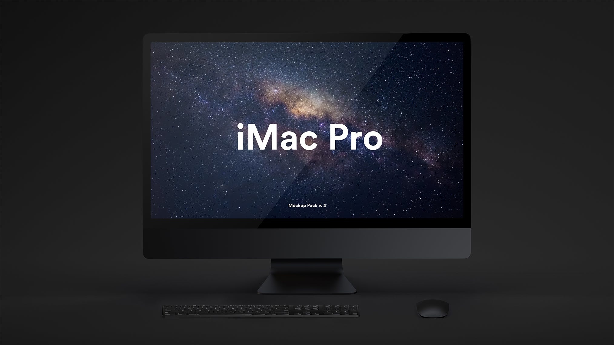 酷黑背景iMac Pro一体机电脑样机模板 Dark iMac Pro Mockup（1620）图层云4