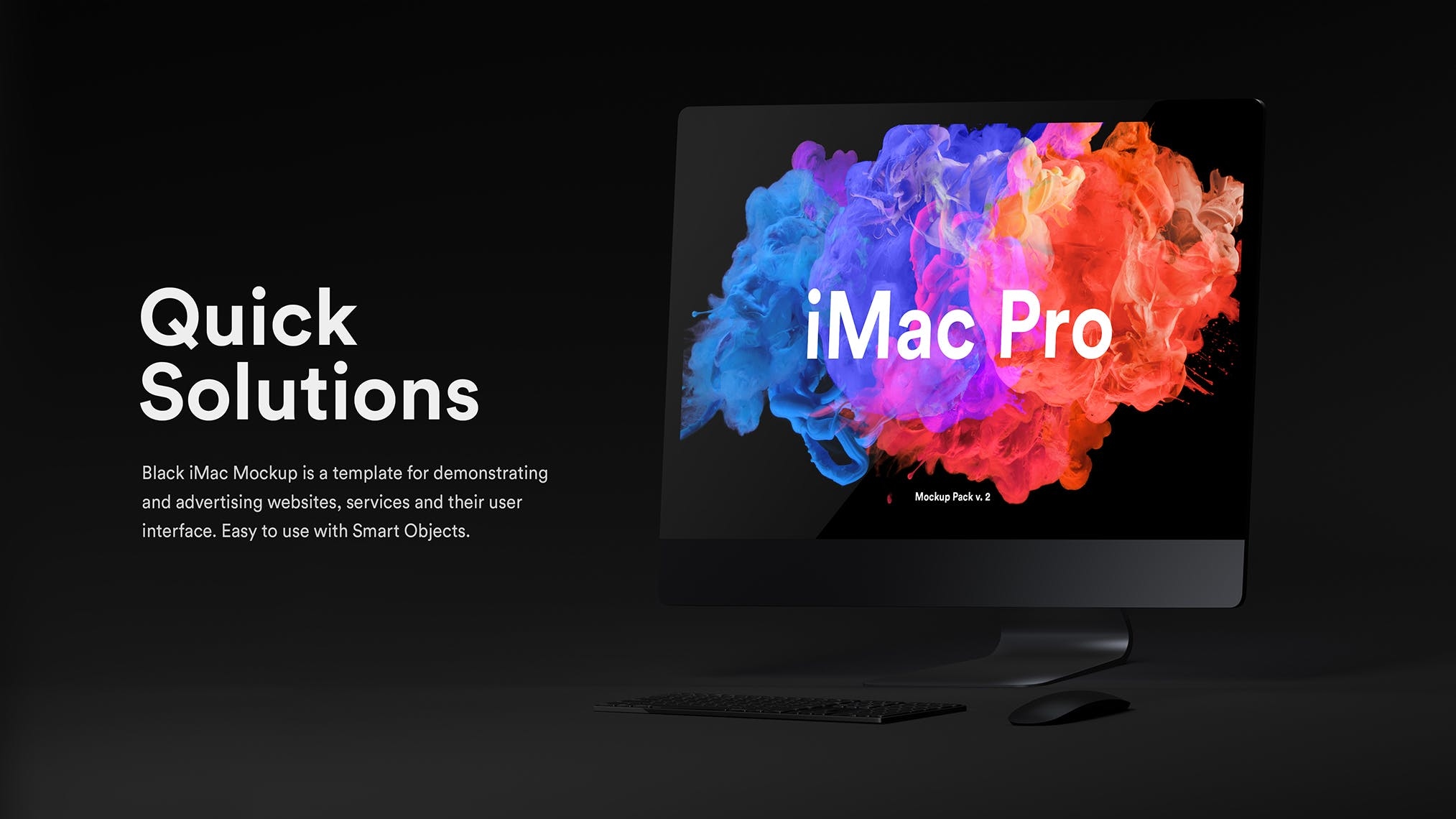 酷黑背景iMac Pro一体机电脑样机模板 Dark iMac Pro Mockup（1620）图层云2