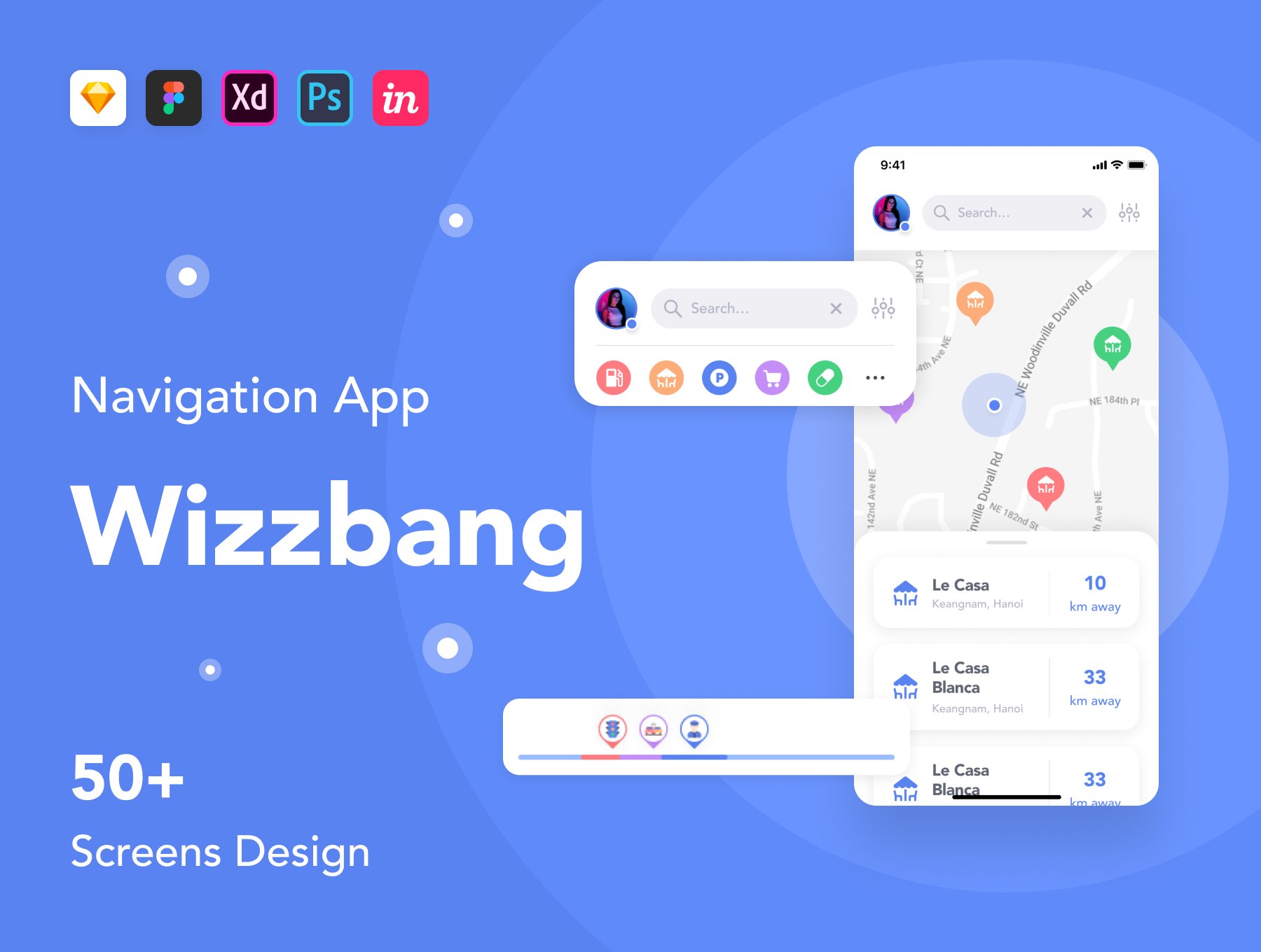 Wizzbang-导航应用程序UI套件 Wizzbang - Navigation App UI Kit（3231）