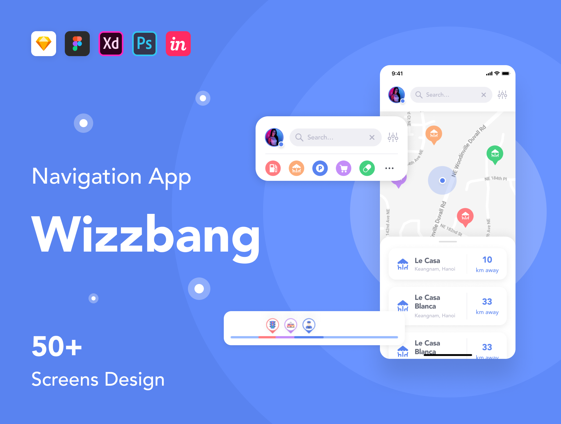 Wizzbang-导航应用程序UI套件 Wizzbang – Navigation App UI Kit（3231）