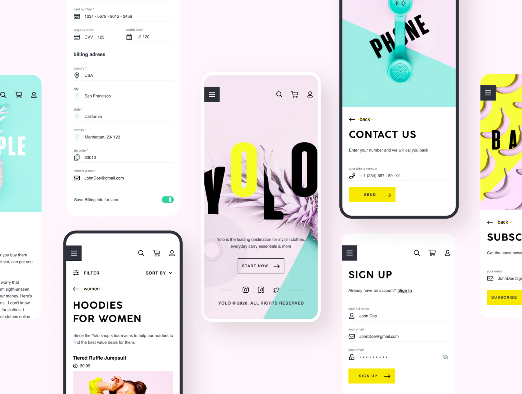 特色产品 YOLO SHOP响应式模板  FEATURED PRODUCT YOLO SHOP responsive template (80screens)（3070）