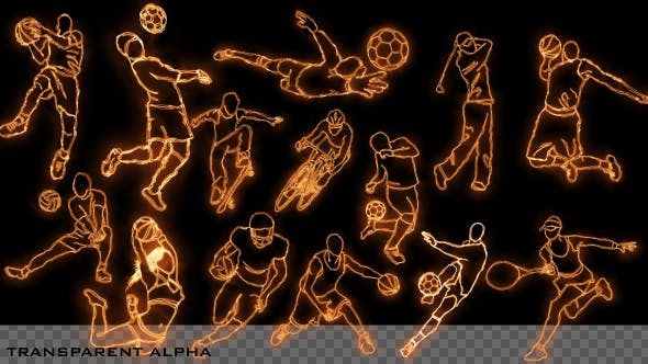 （新）14+火焰燃烧篮球足球体育游戏简笔画运动手绘元素包（3181）