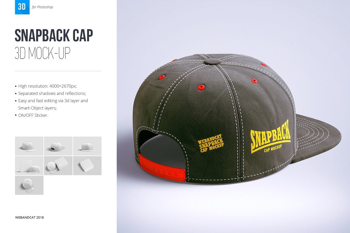 高品质Snapback帽子3D实体模型样机（2503）