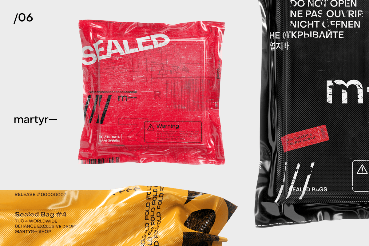 Martyr 高级艺术塑料密封袋样机包褶皱4K分辨率样机包 Sealed Bags（3442）