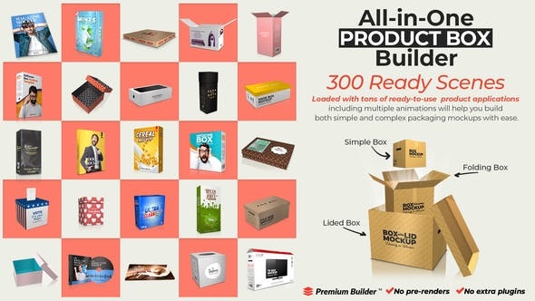 AE插件：3D多合一优质产品包装盒样机生成器 All-in-One Product Box Builder（3366）