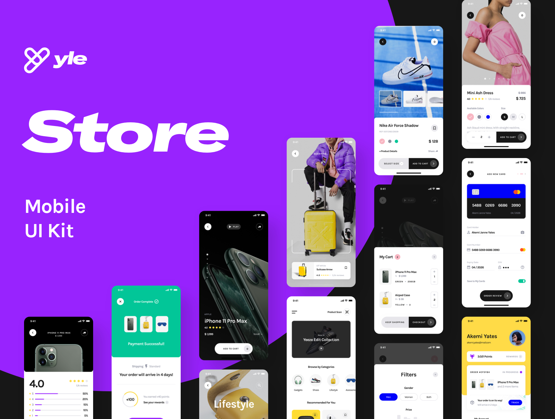 服装鞋品电子商店APP专用UI套件  Yle Store Sketch UI Kit（3104）