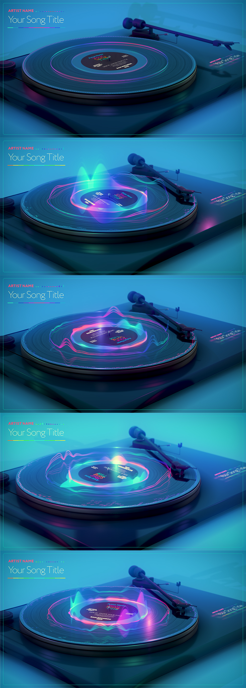 3D乙烯基霓虹灯转盘音乐可视化工具包 Turntable Music Visualizer （3454）