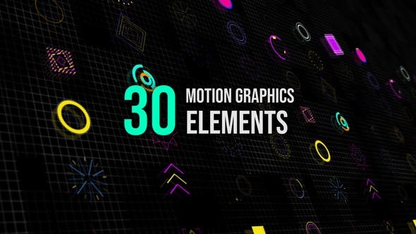 视频素材-30个2D卡通圆圈运动透明通道彩色运动图形动画元素（3214）
