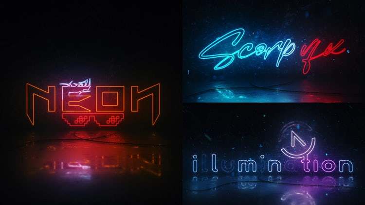 霓虹发光炫酷活力动画LOGO展示 Neon Logo Reveal（3516）