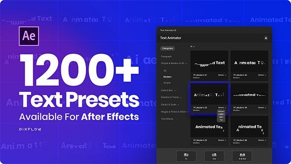 AE插件：1200+文字排版过渡效果动画插件 Text Animator – One Click Text Presets