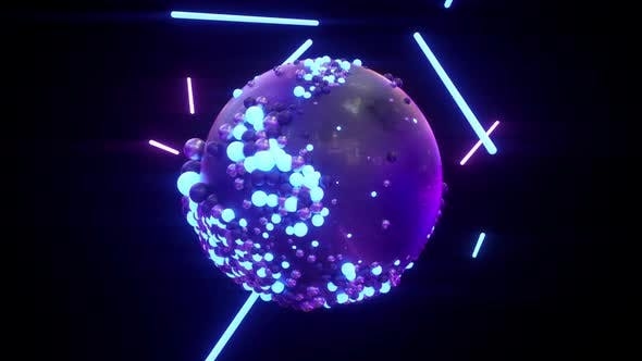 蓝色球形霓虹灯派对球体VJ视频素材（3191）