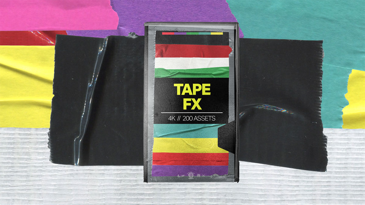 Tropic colour 300个嘻哈复古6K扫描红黑灰黄警示胶带音乐MV短片视频素材 TAPE FX（3251）图层云
