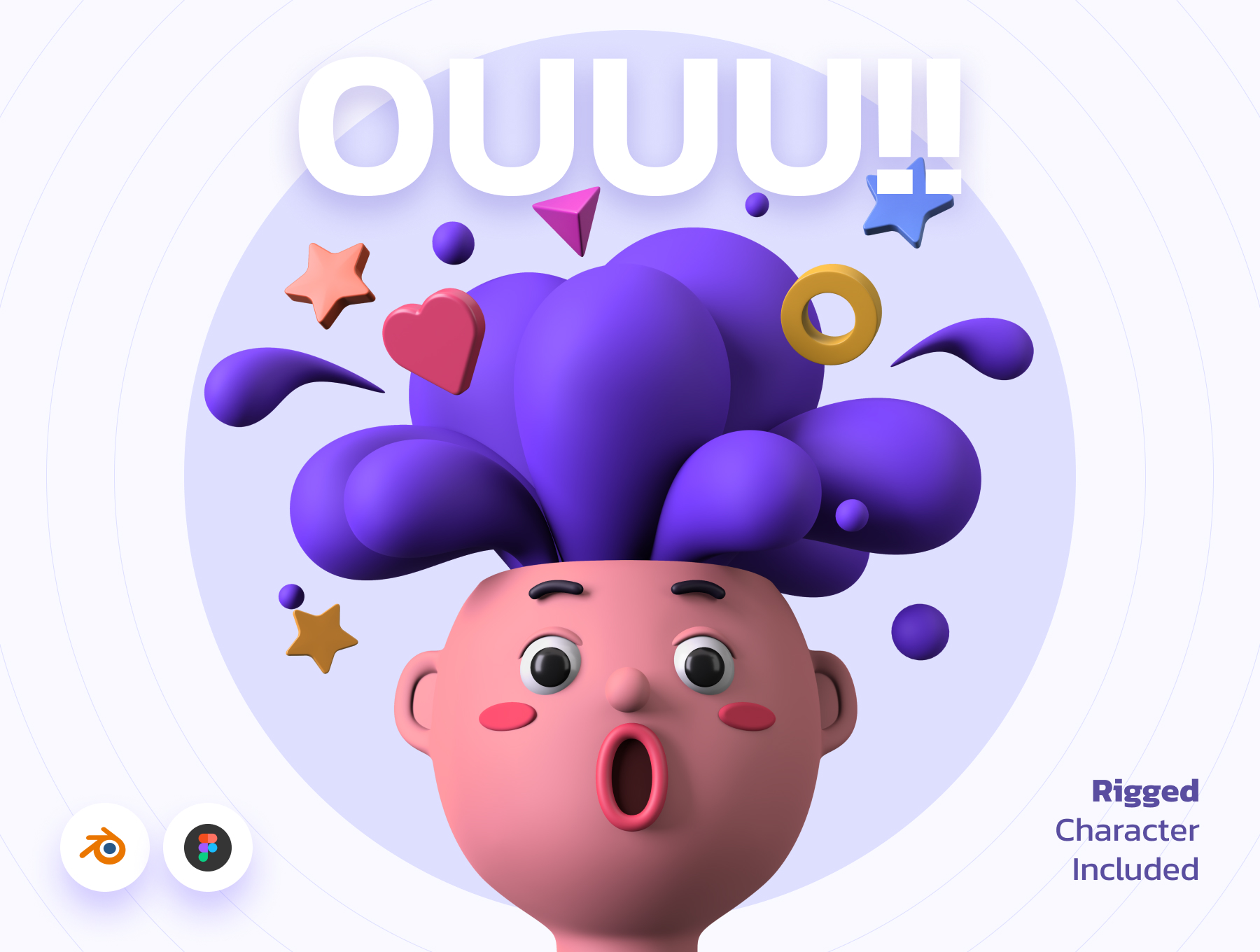 OU！趣味性和标志性特征的3D插图程序包  OUUU!!! 3D Illustration（3674）图层云