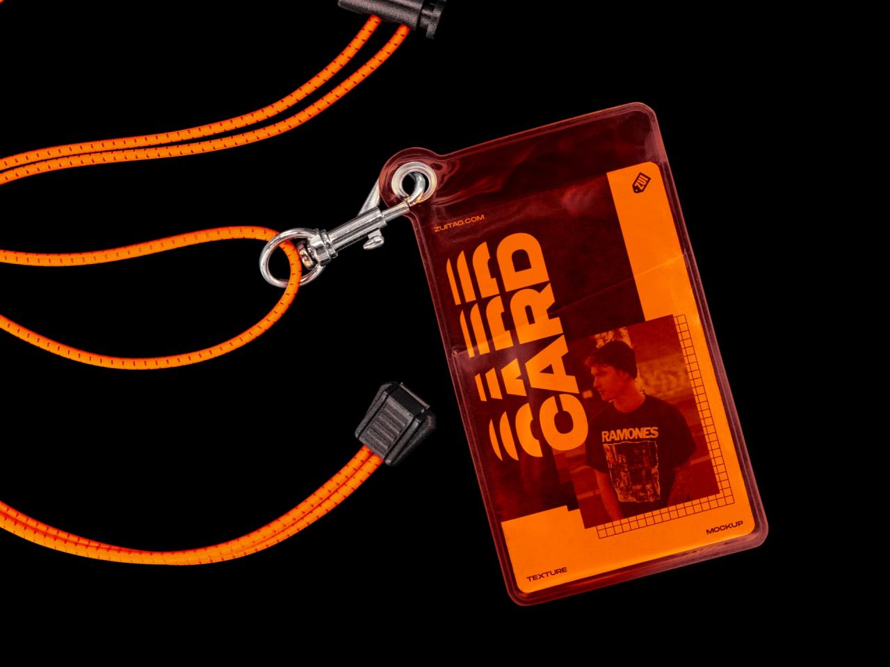 塑料身份证和挂绳样机 PLASTIC ID CARD AND LANYARD MOCKUP（3701）图层云