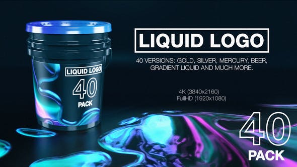 3D动态抽象液体艺术设计四十合一logo展示 Liquid Logo Reveal (40 in 1 Pack)（3726）