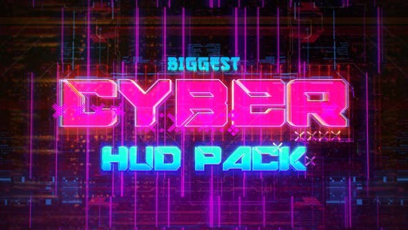 235个未来科幻HUD赛博朋克文字标题元素背景发光闪烁动画 Biggest CYBER HUD Pack（3743）