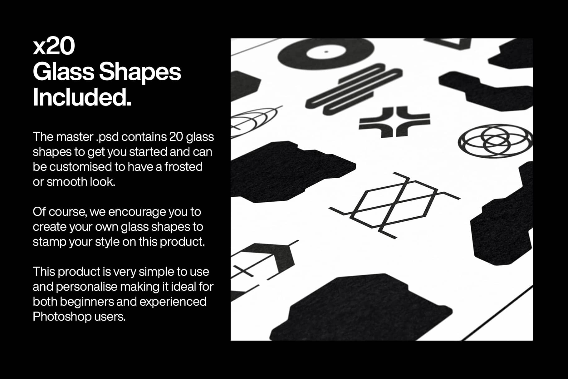Glass Shapes 20种潮流玻璃形状磨砂自定义PSD图形包（3755）图层云3