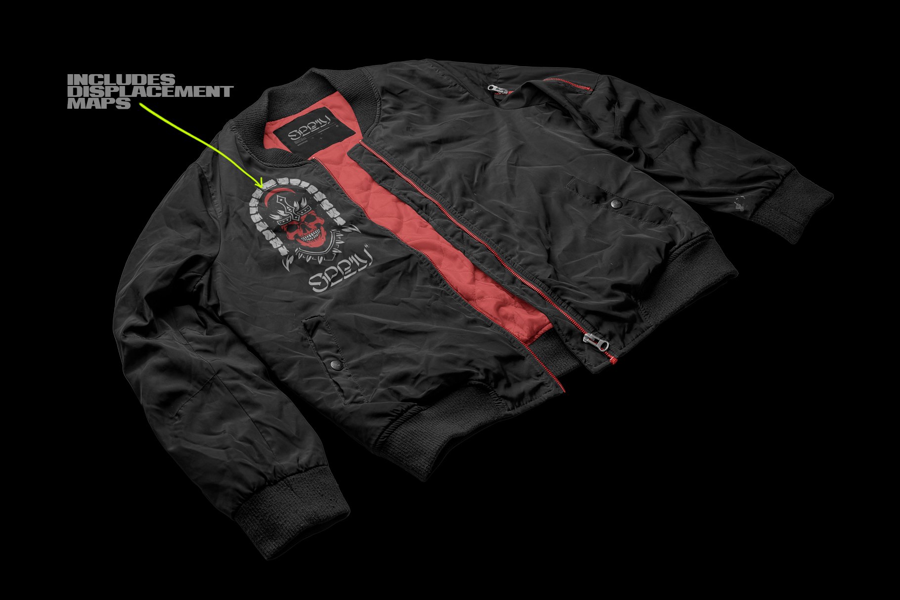 潮流复古飞行夹克样机 Vintage Bomber Jacket Mockup（3772）图层云