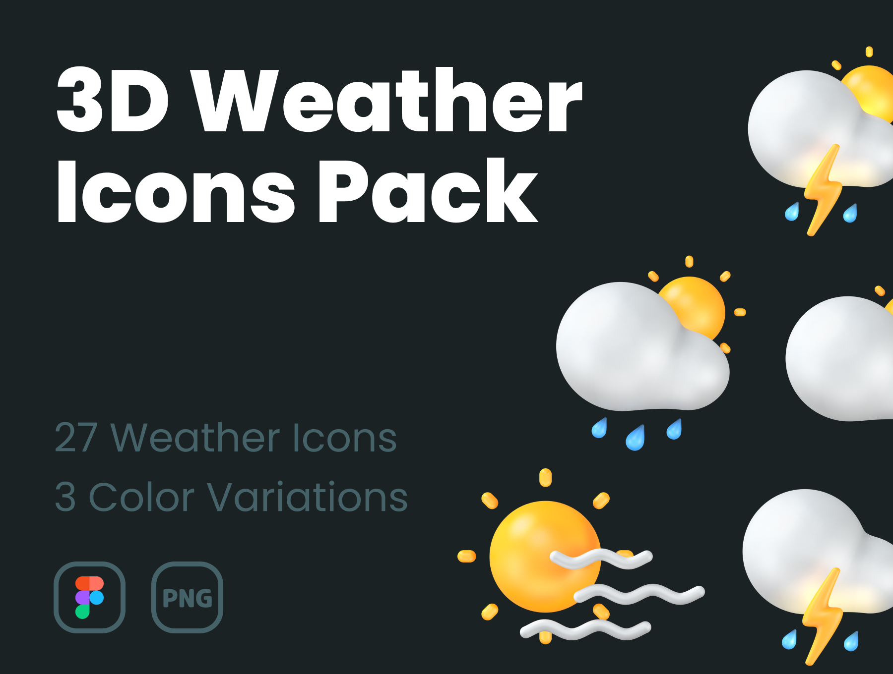 27个高分辨率潮流质感3D天气图标包 3D Weather Icons Pack（3867）图层云2