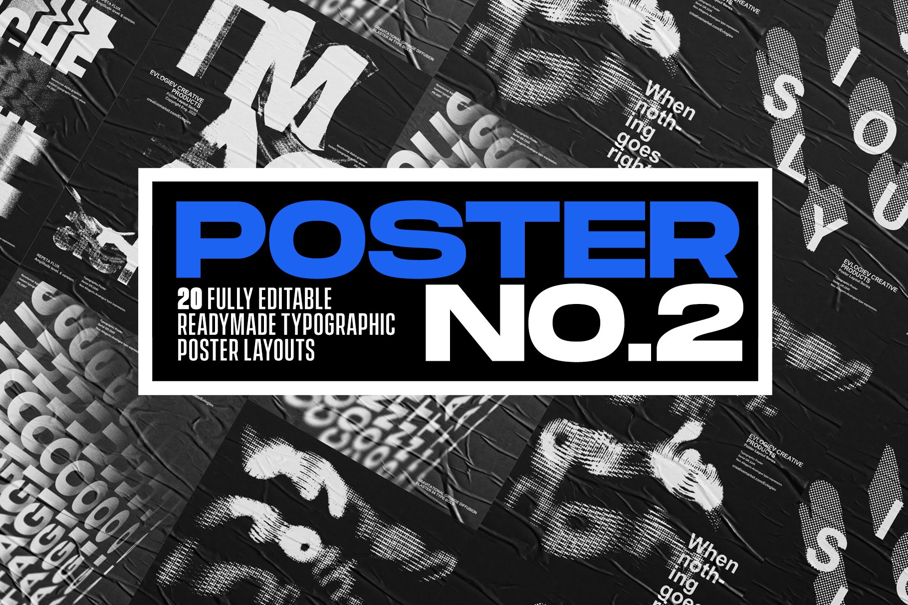 20个潮流抽象视觉海报标题特效字体设计智能贴图样机模板 Typographic Poster Layouts No.02（3882）