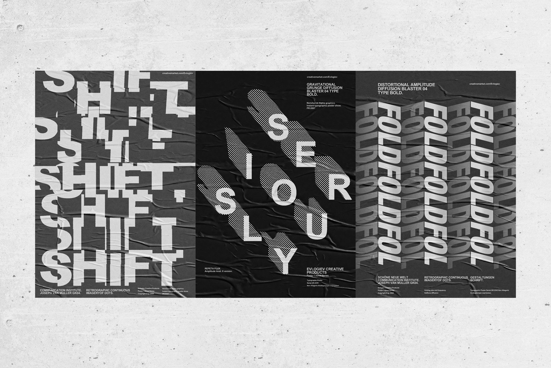 20个潮流抽象视觉海报标题特效字体设计智能贴图样机模板 Typographic Poster Layouts No.02（3882）图层云