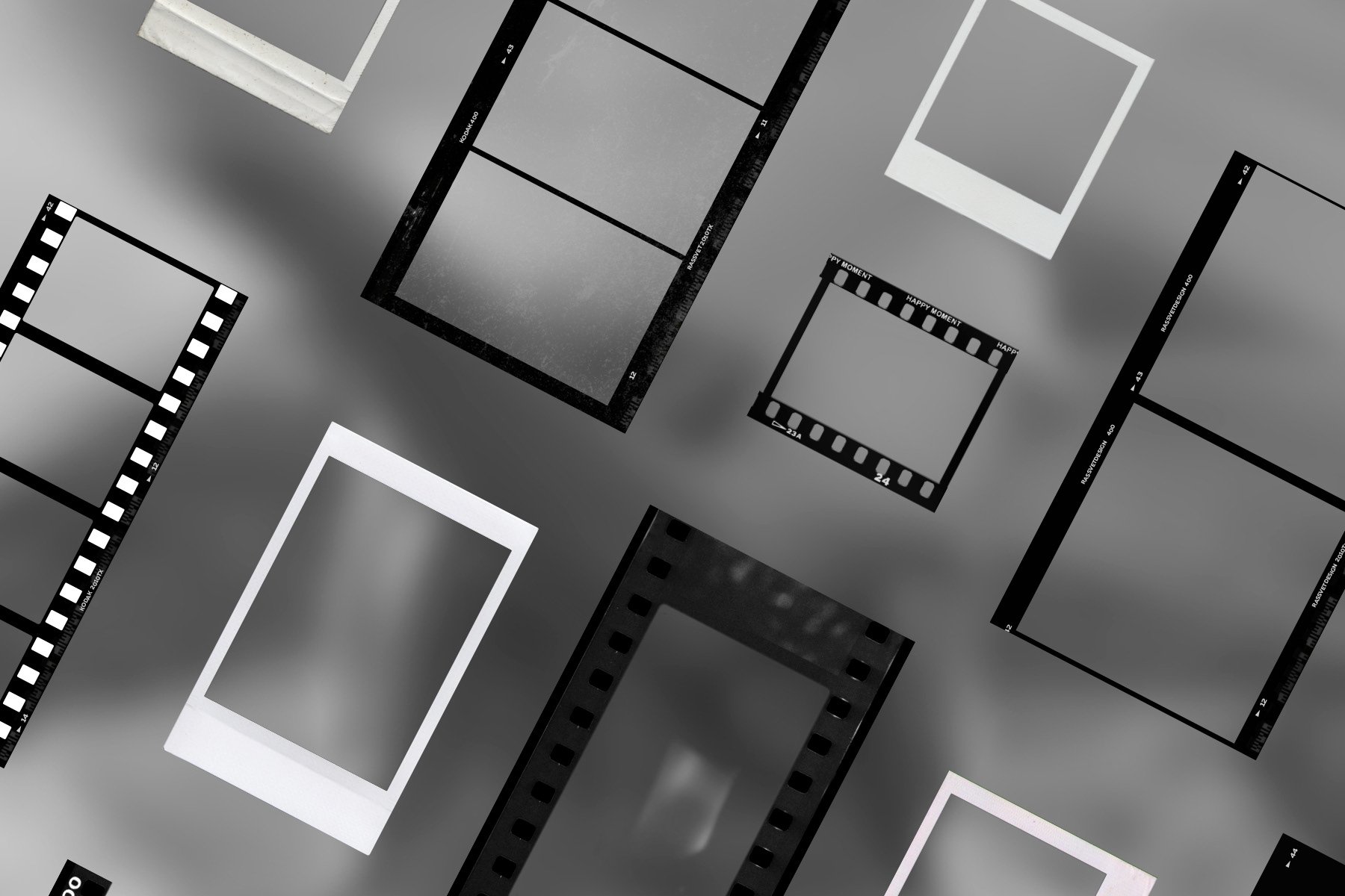 100潮流划痕复古即时帧胶卷框即时PSD模板 100 Film Frames & Instant Templates（3899）图层云4