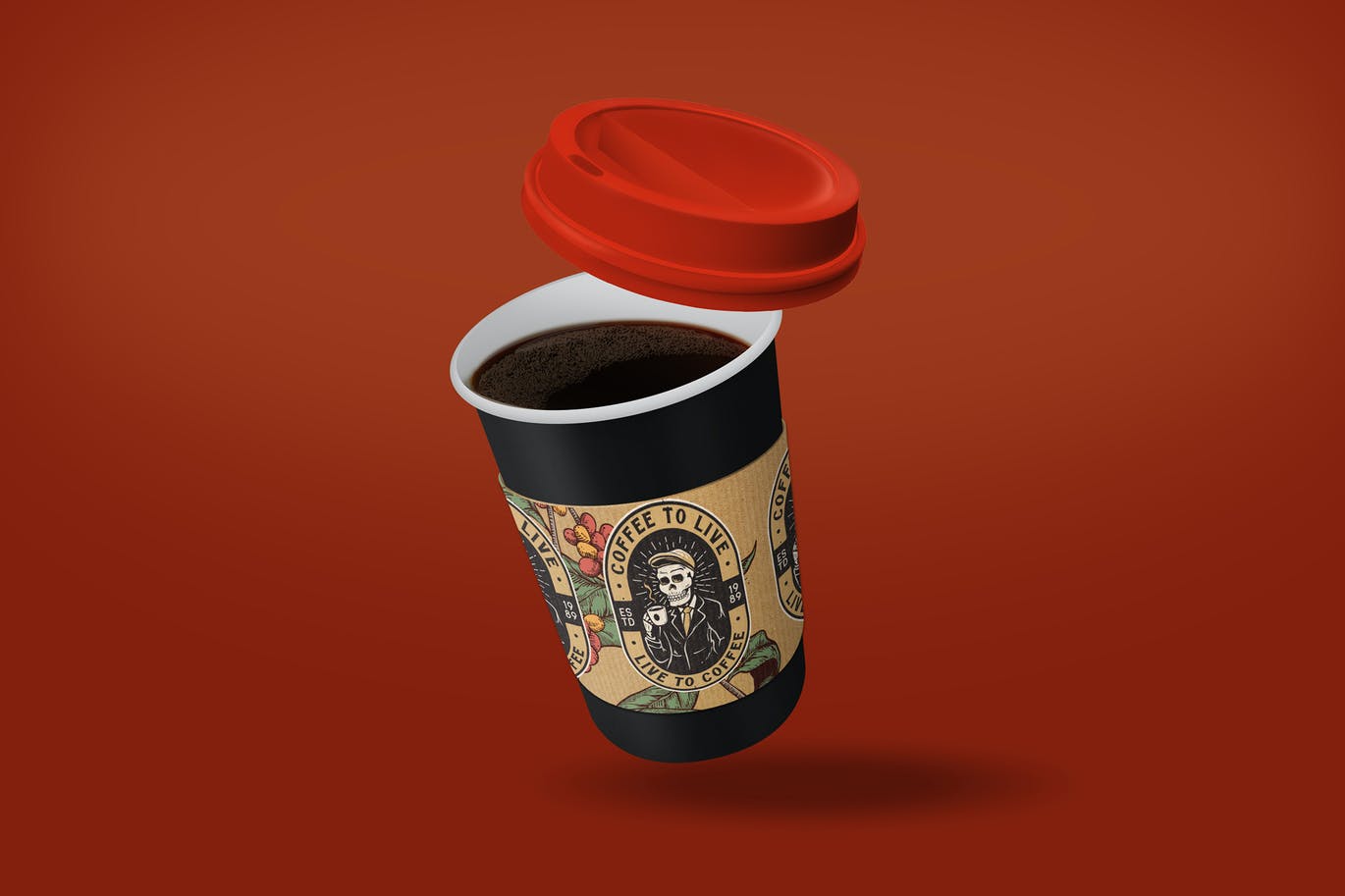 咖啡杯&杯套品牌包装设计样机  Coffee Cup Sleeve Mockup（3910）图层云3