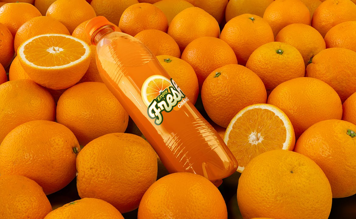 橙色汽水瓶样机 Mockup de botella de soda de naranja（3943）图层云3