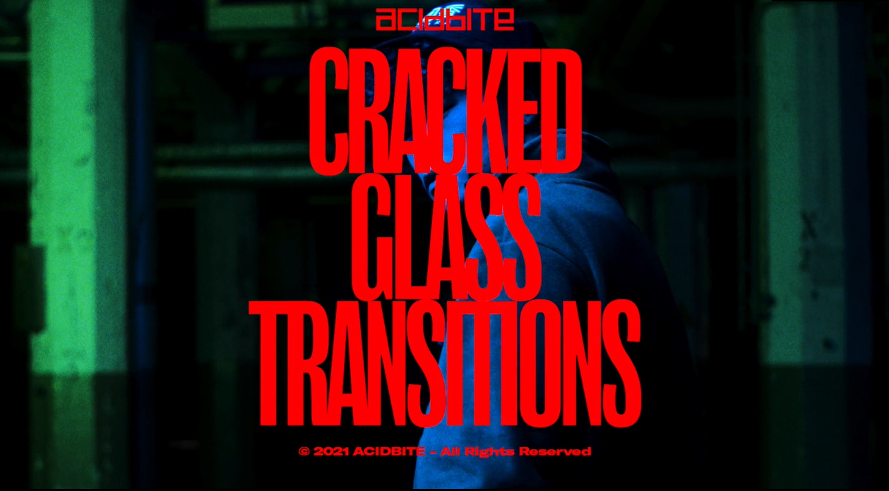 Acidbite 17个独特超高清破裂玻璃化转场电影过渡+高品质SFX CRACKED GLASS TRANSITIONS （3957）