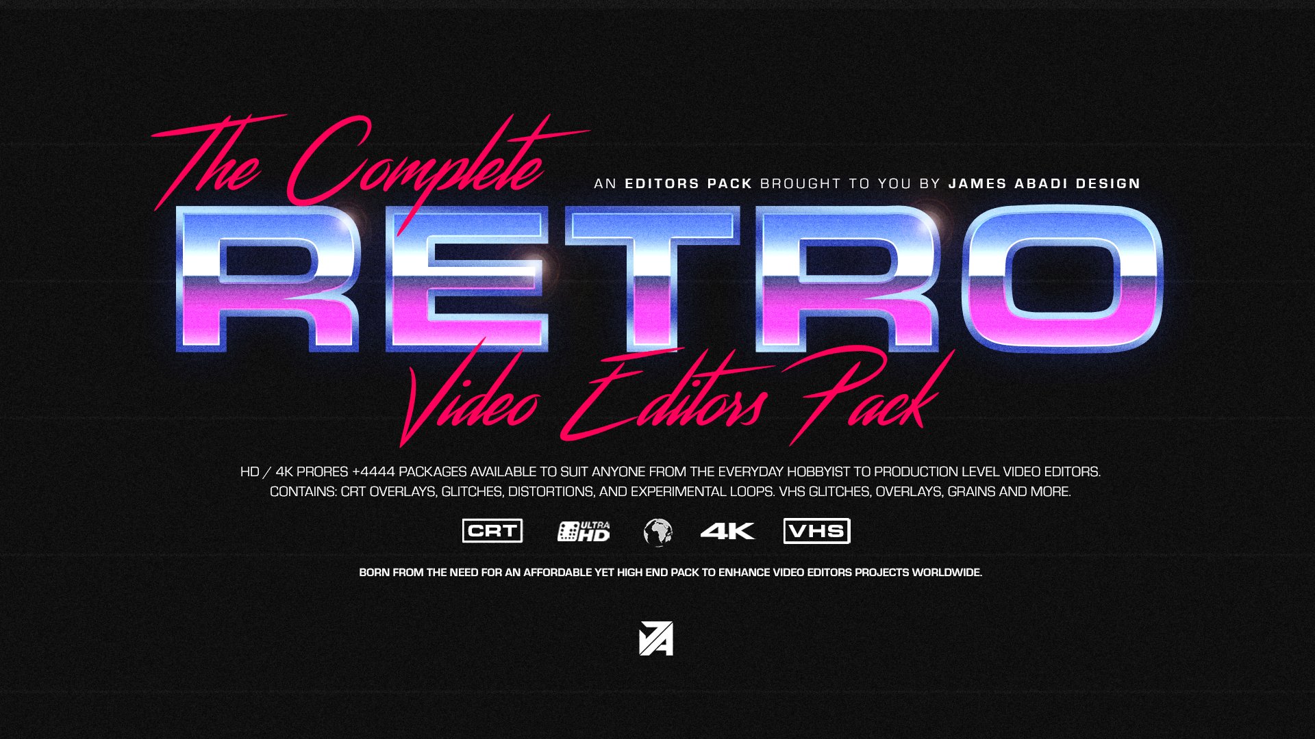 150潮流复古VHS叠加故障视觉效果动画过渡资产4K视频素材 Jamesabadi The Complete Retro Video Editors Pack（3999）图层云