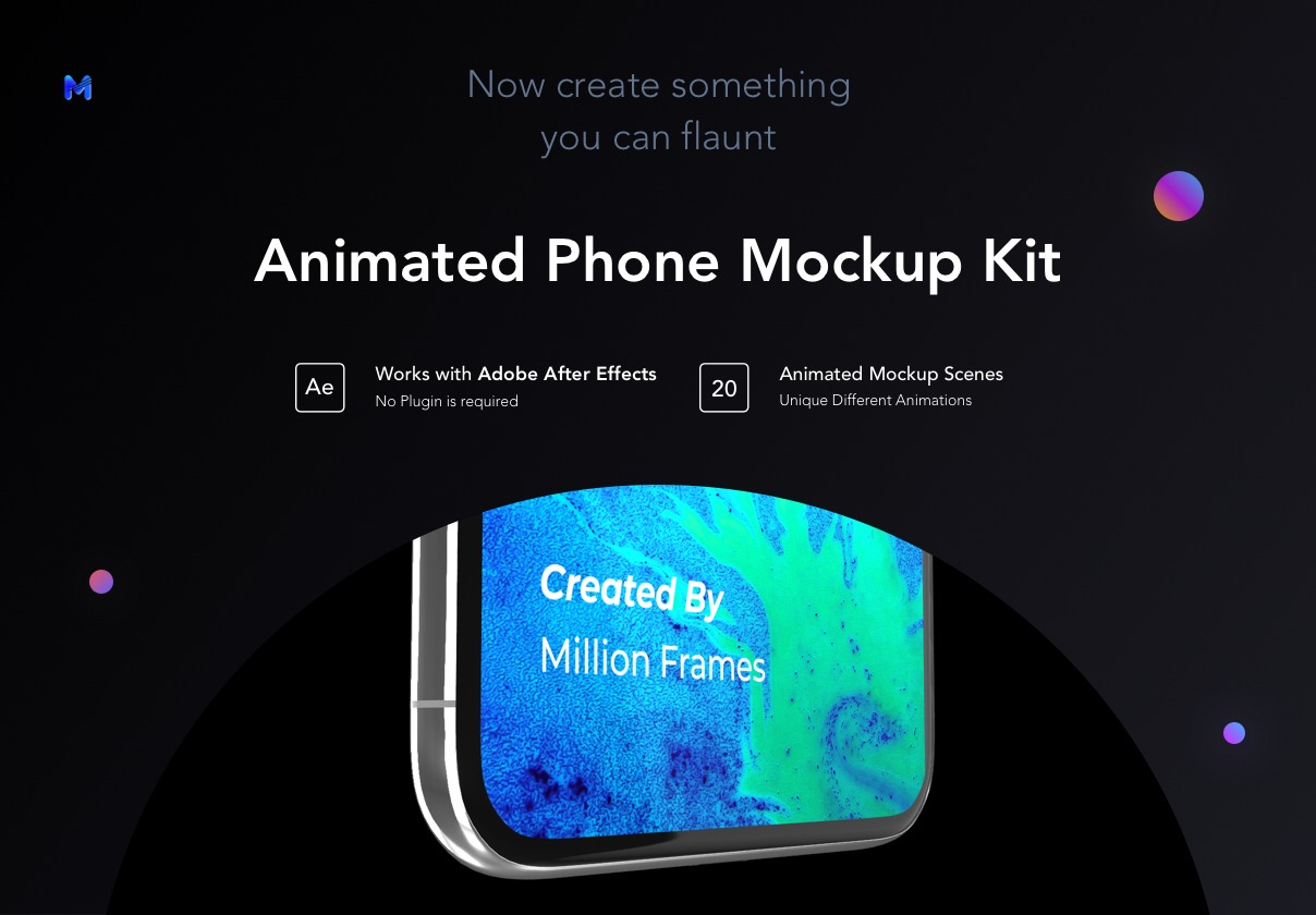 20个金属平滑动画精心制作动画手机模型场景  Animated Phone Mockup Kit（3964）