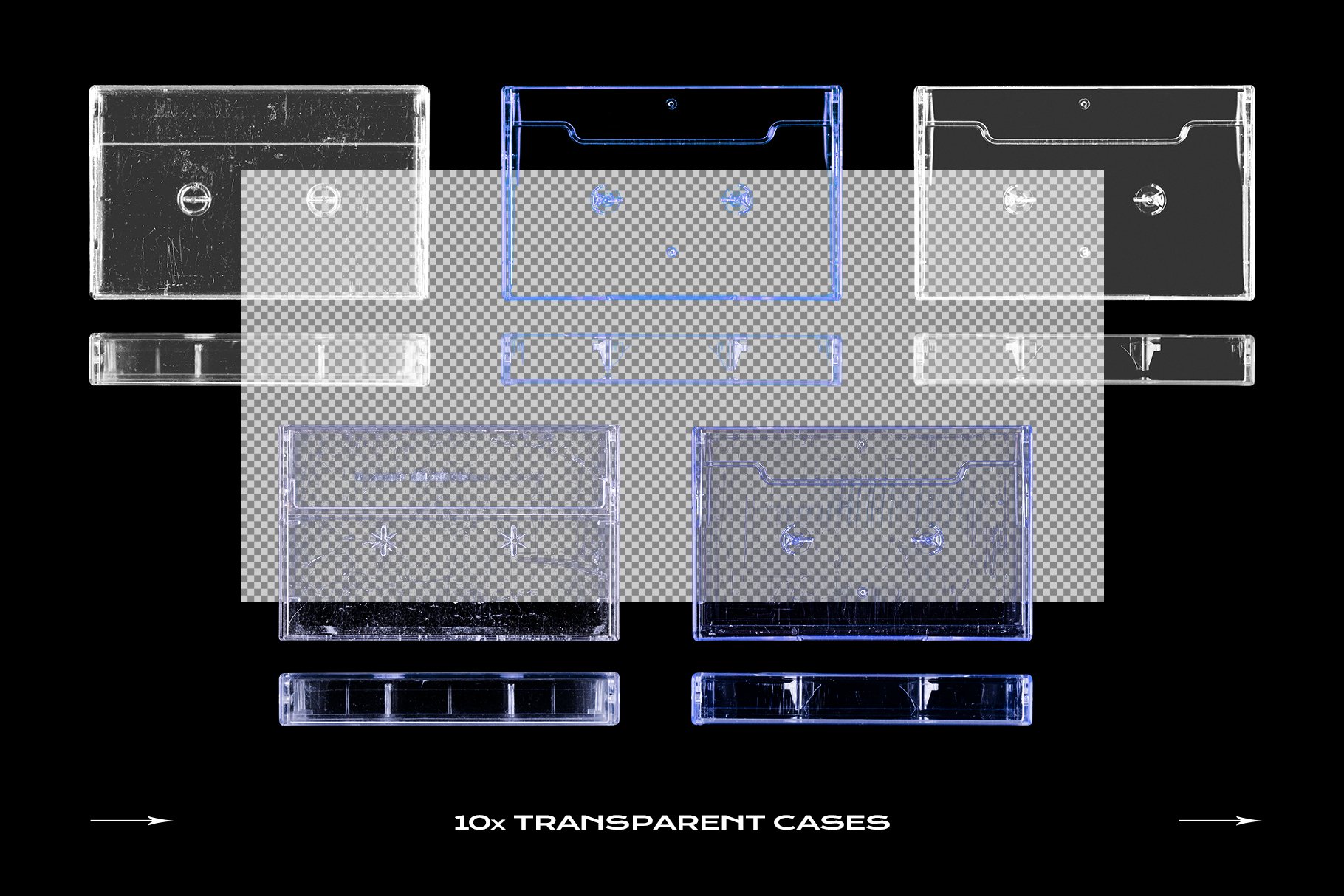 高级潮流复古盒式磁带样机捆绑塑料PSD模板 Cassette Tape Mockup Bundle Plastic（3994）图层云3