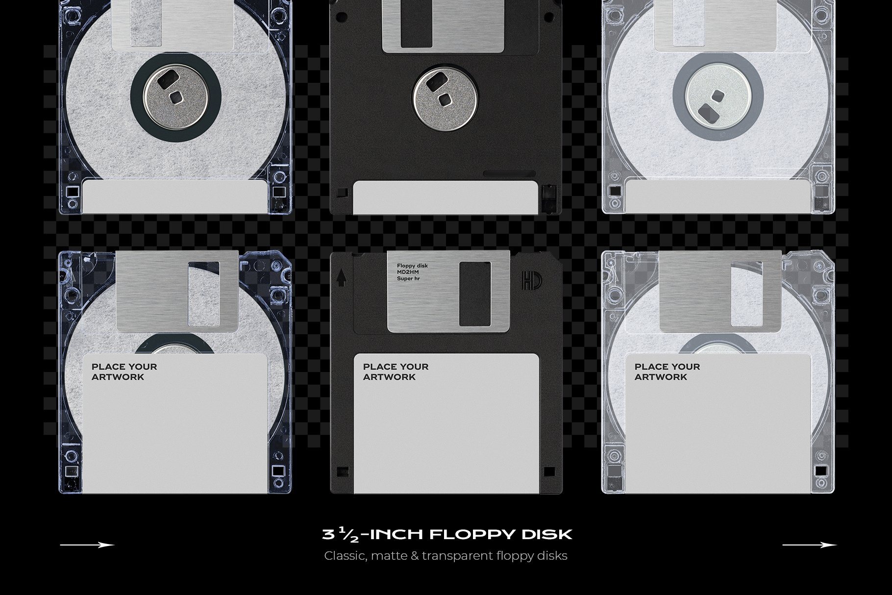 潮流复古软盘模型PSD模板包 Floppy Disk Mockup Template Bundle（3995）图层云3