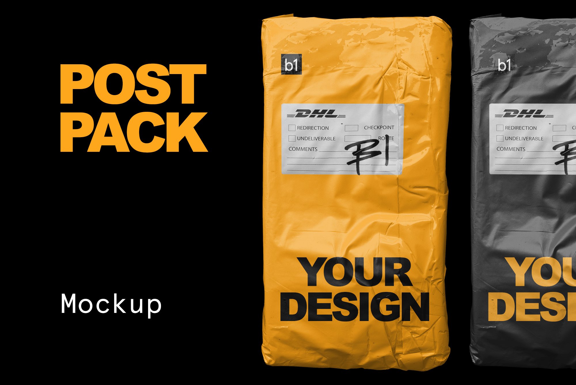 现代潮流逼真包装袋样机PNG透明包贴纸 Post Pack Bag Mockup（4024）