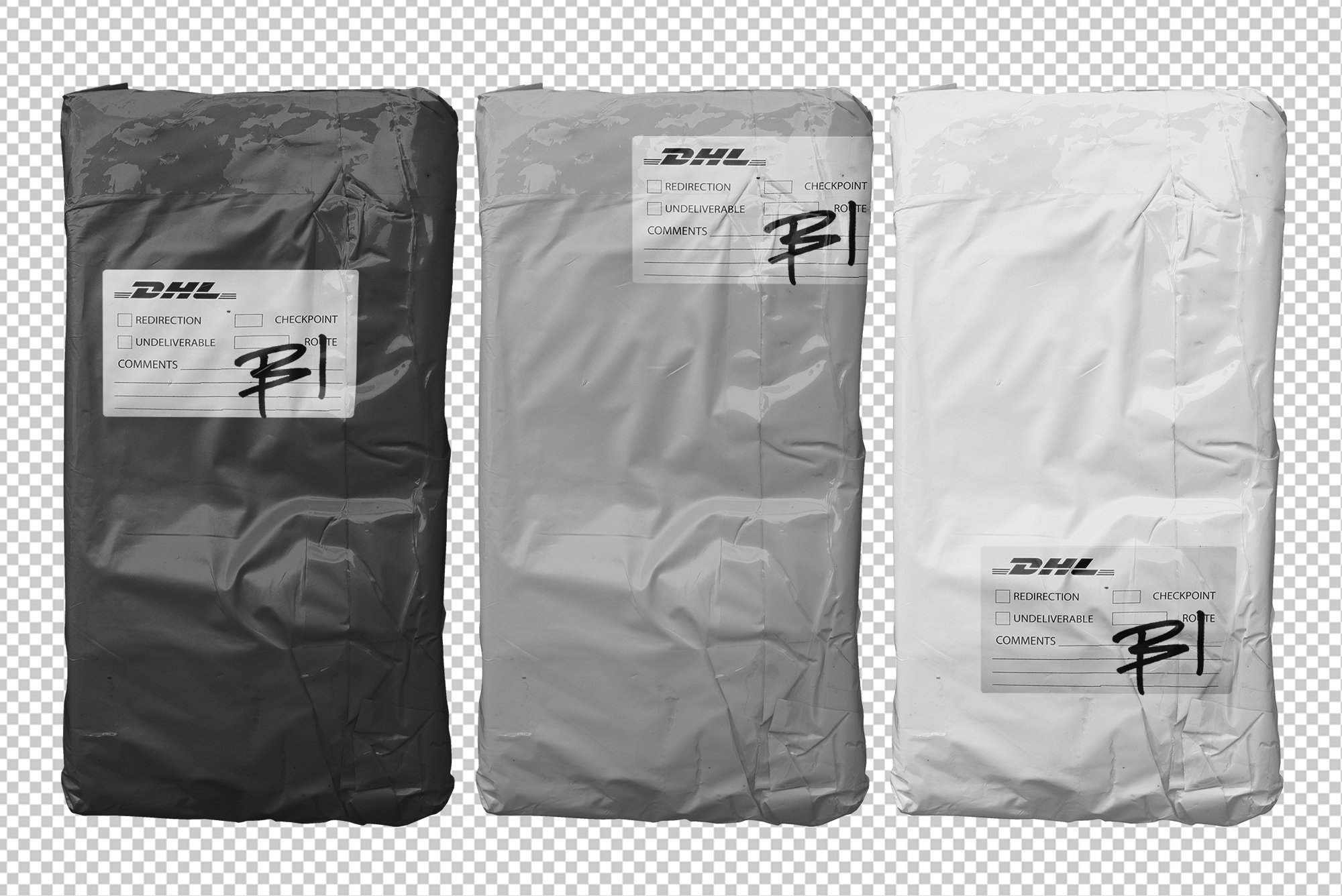 现代潮流逼真包装袋样机PNG透明包贴纸 Post Pack Bag Mockup（4024）图层云