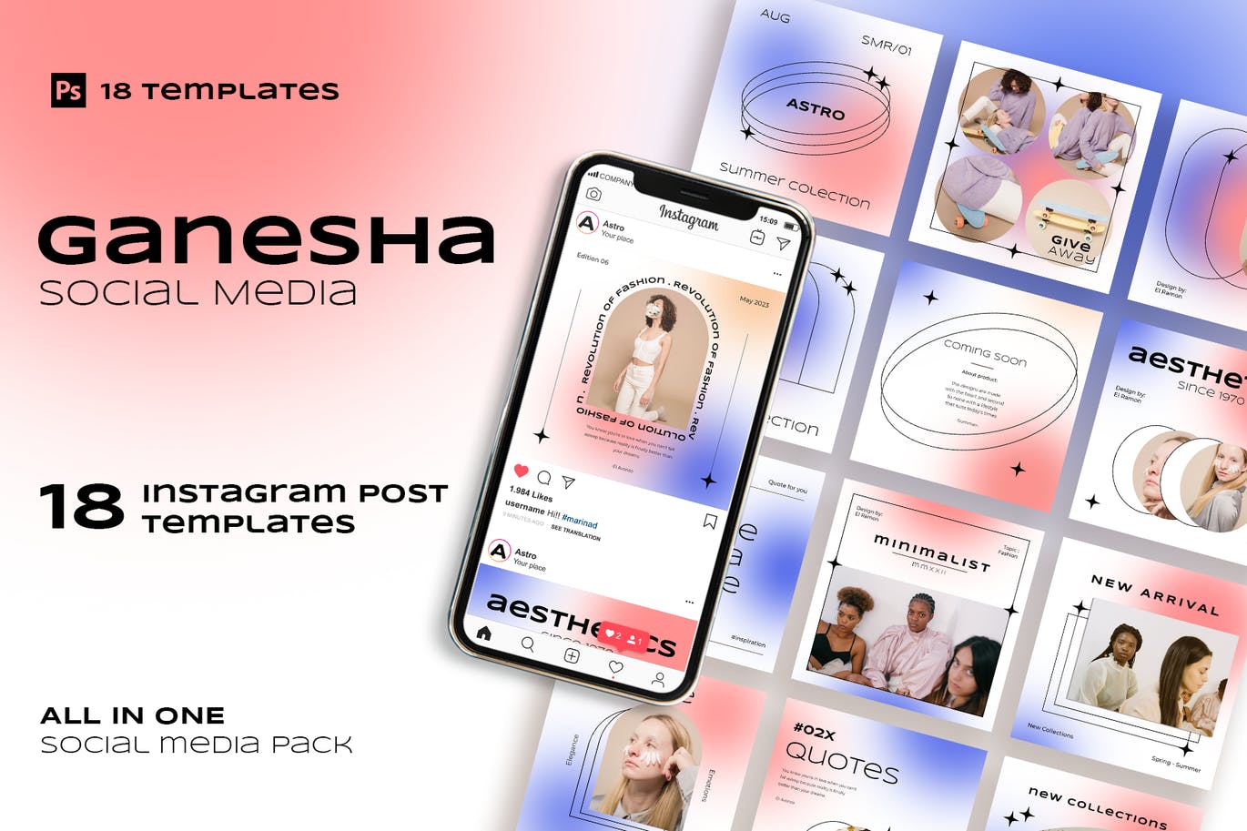 Ganesha Instagram 商业品牌电子商务初创公司PSD模板（4027）图层云