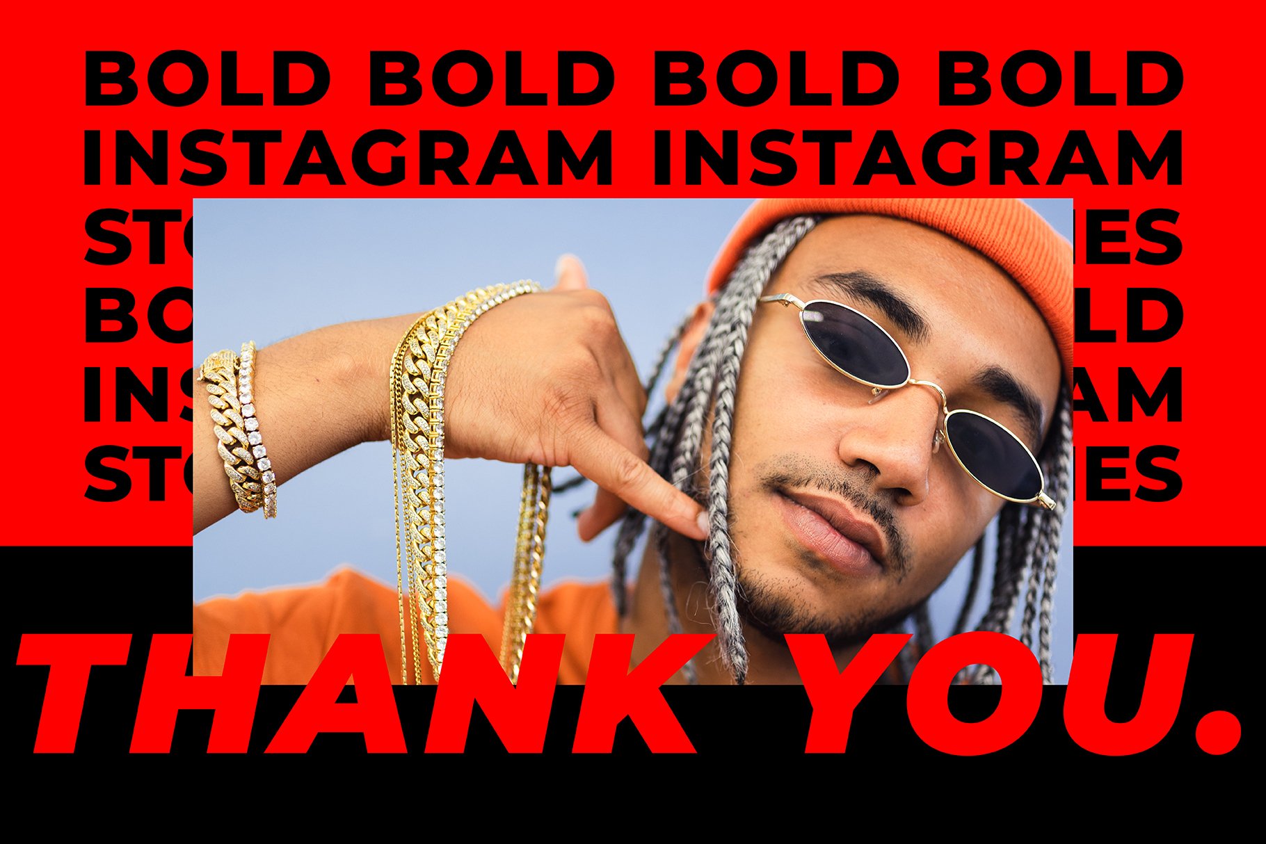 BOLD-潮流嘻哈复古高级Instagram竖屏错版大文字故事动画设计（4084）图层云