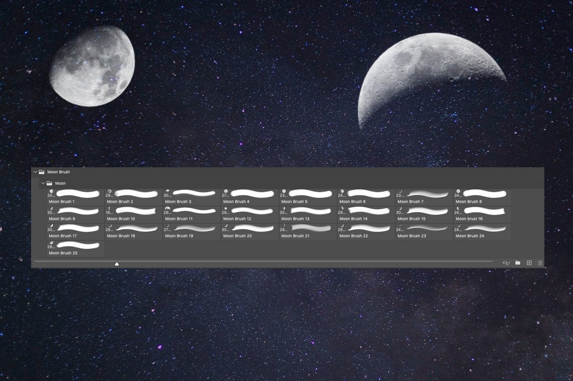 25个高分辨率图形设计月亮画笔Photoshop笔刷（4175）图层云1