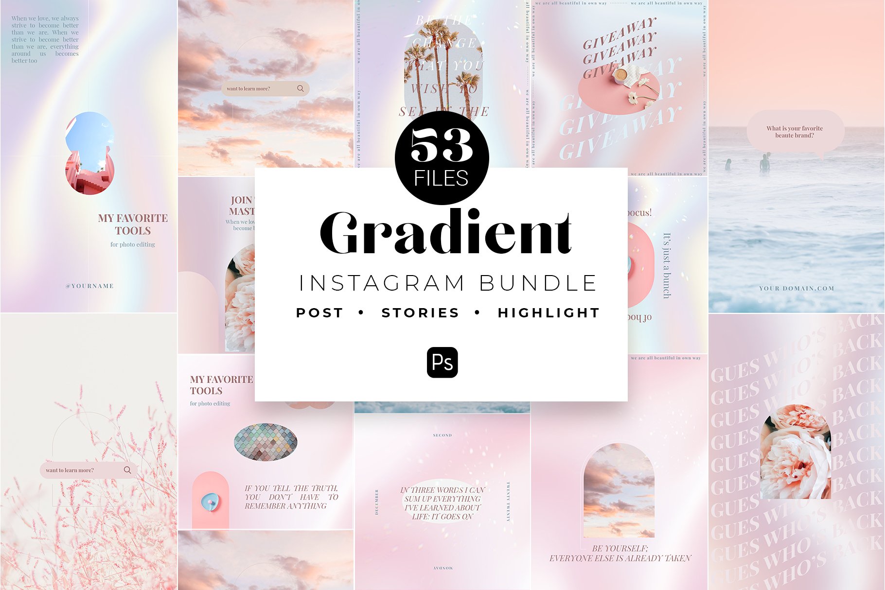 超级时尚社交媒体渐变梦想家Instagram PSD模板（4226）图层云
