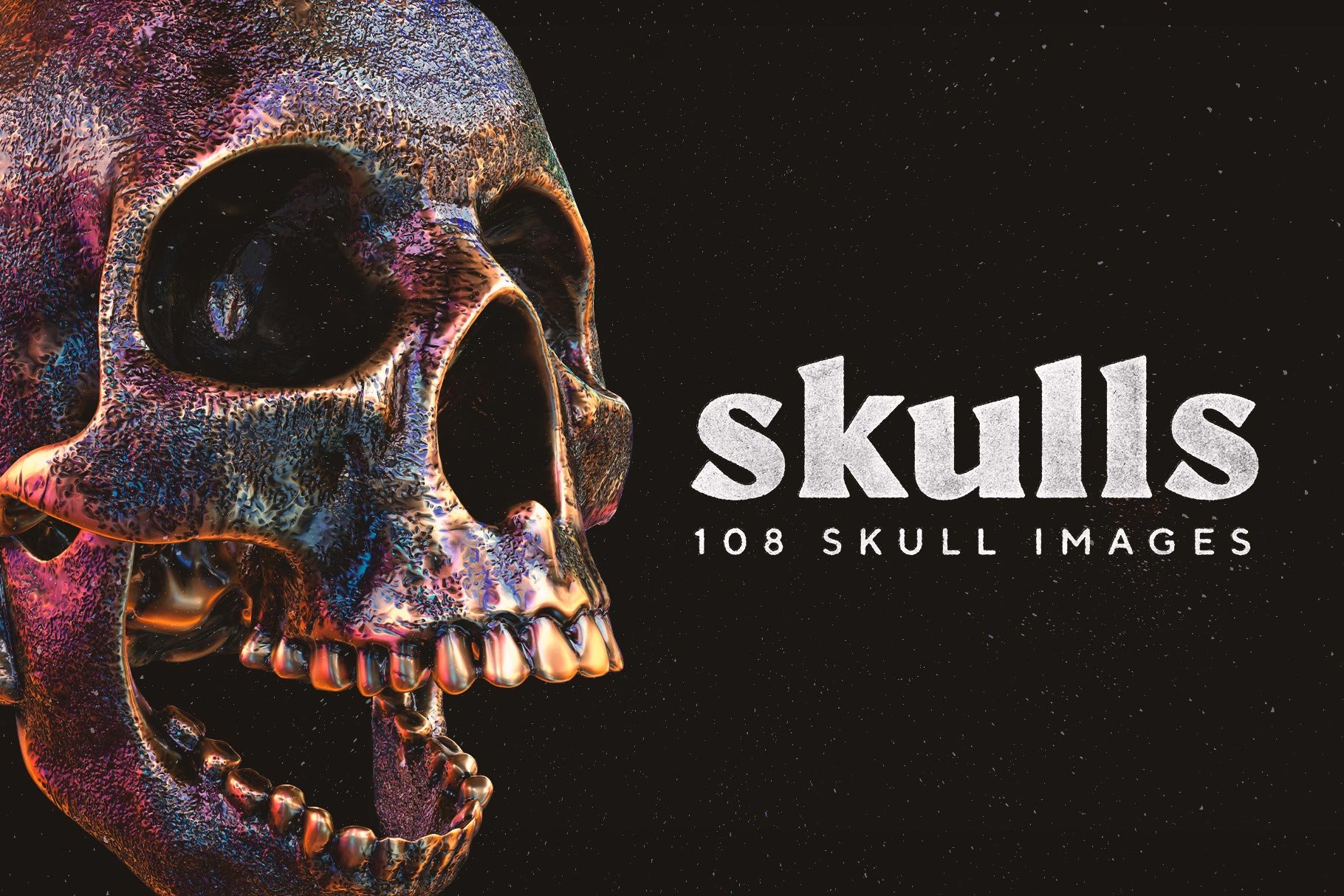 Skulls 108个高分辨率头骨逼真骨骼金属纹理PNG素材（4280）