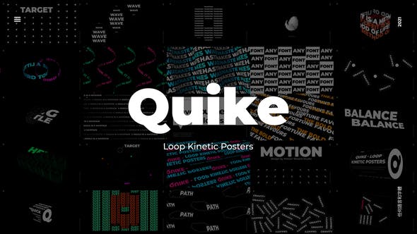 PR模板：Quike - 动力学粗体循环海报错版社交媒体文字（4345）图层云