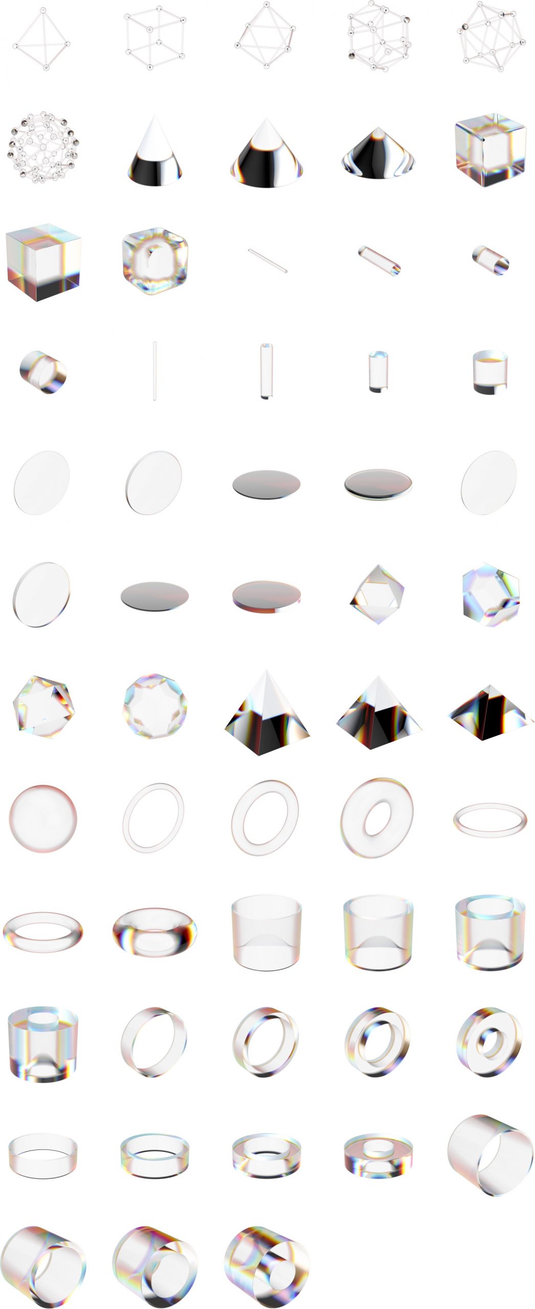 潮流酸性立体虹彩透明玻璃反射水晶棱镜方块晶体PNG免扣设计素材（4424）图层云1